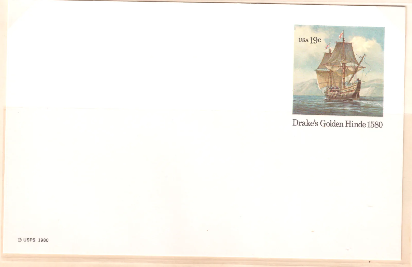 Drake's Golden Hinde, 1580 – unused international postal card