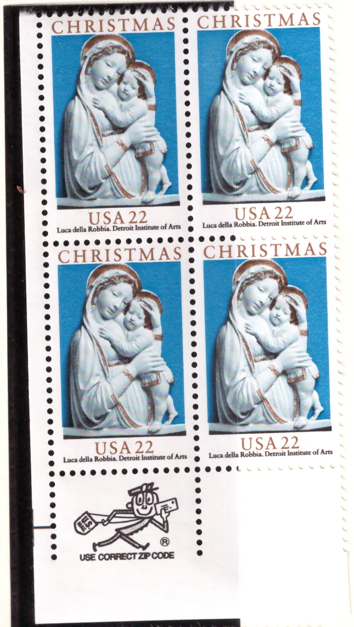 Madonna und Kinderstatue - Block von 4