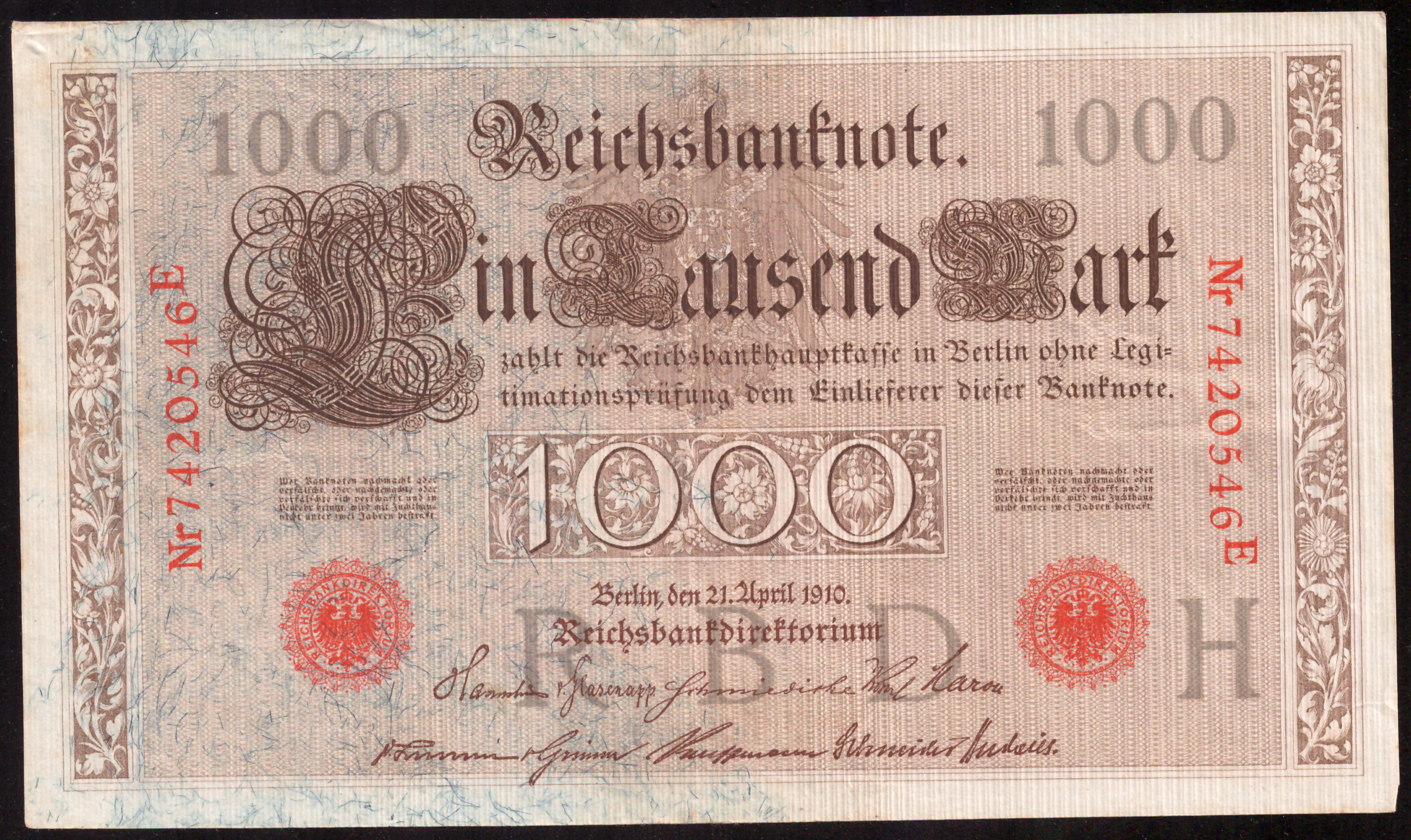 1000 Mark – Reichsbanknote, two green seals