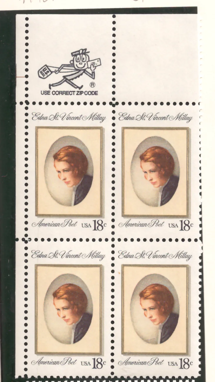 Edna St. Vincent Millay – margin block of 6