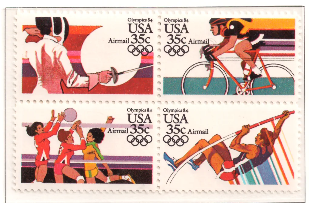 1983 Sommer-Olympiade Airmail se-tenant Block von 4