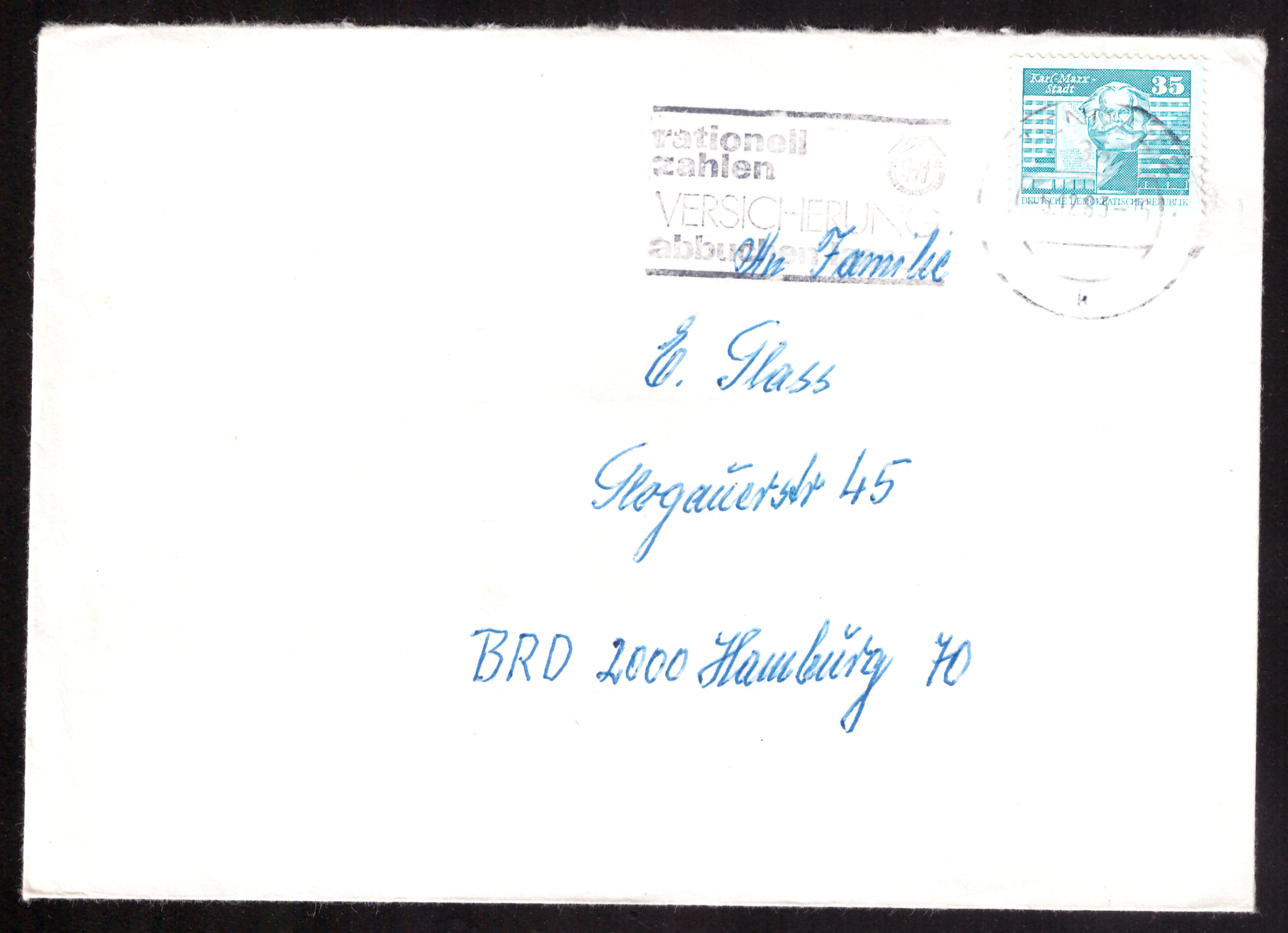 Stendal cover with Karl-Marx-Stadt stamp and machine slogan