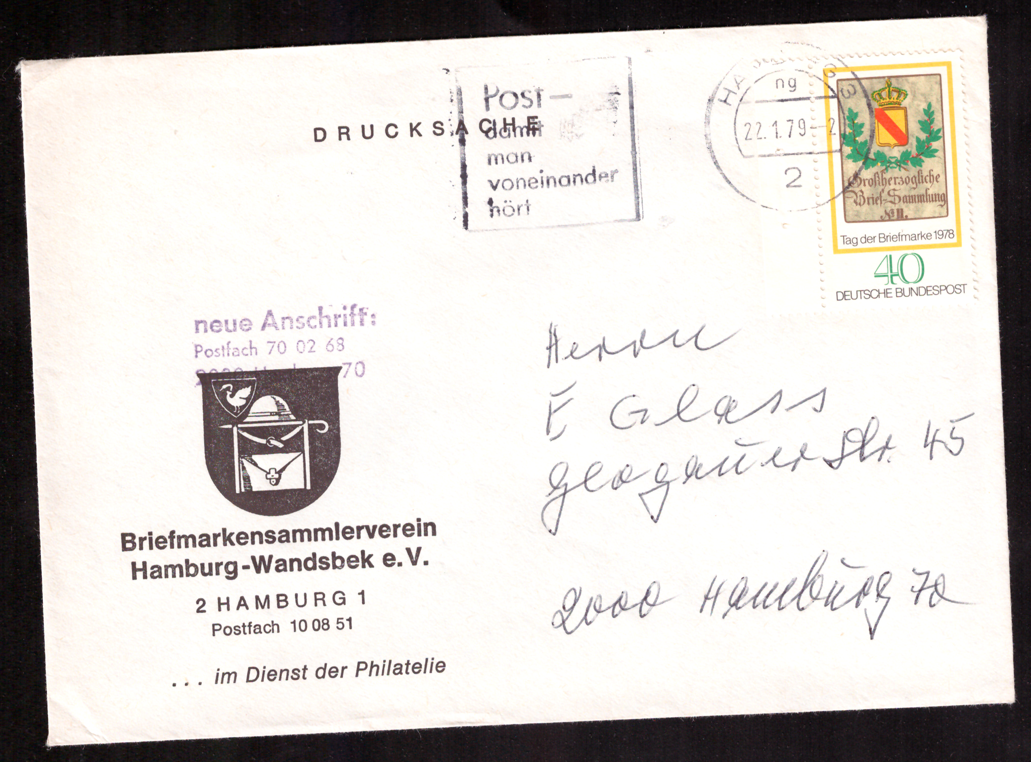 Printed-matter cover of Briefmarkensammlerverein Hamburg-Wandsbek