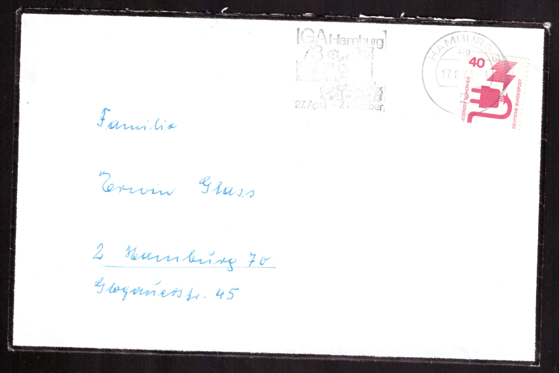Траурен плик със запазено известие за смъртта на Lotte Schmidt