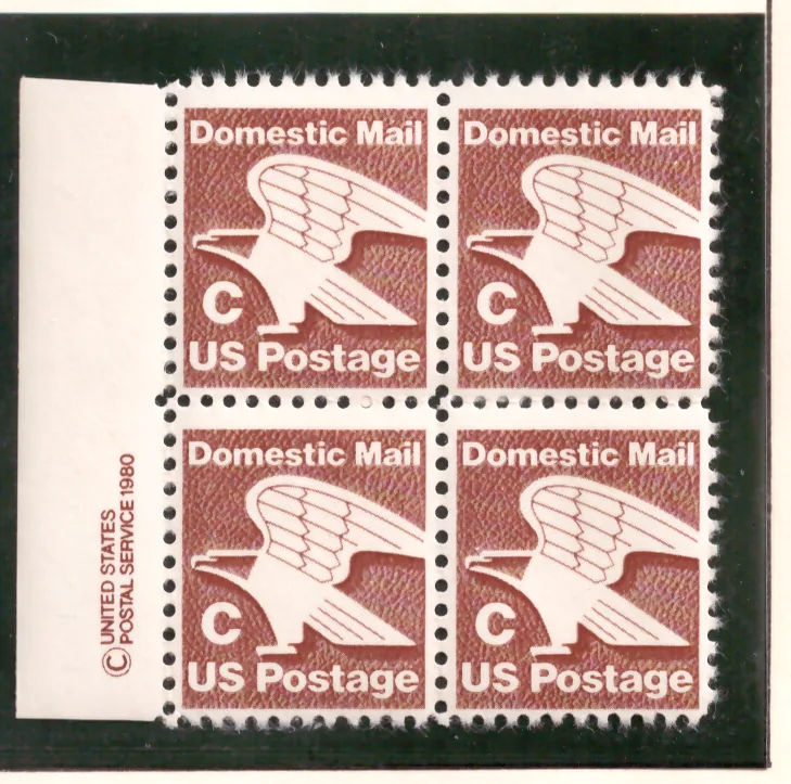 C Domestic Mail Eagle – Margin Block von 4