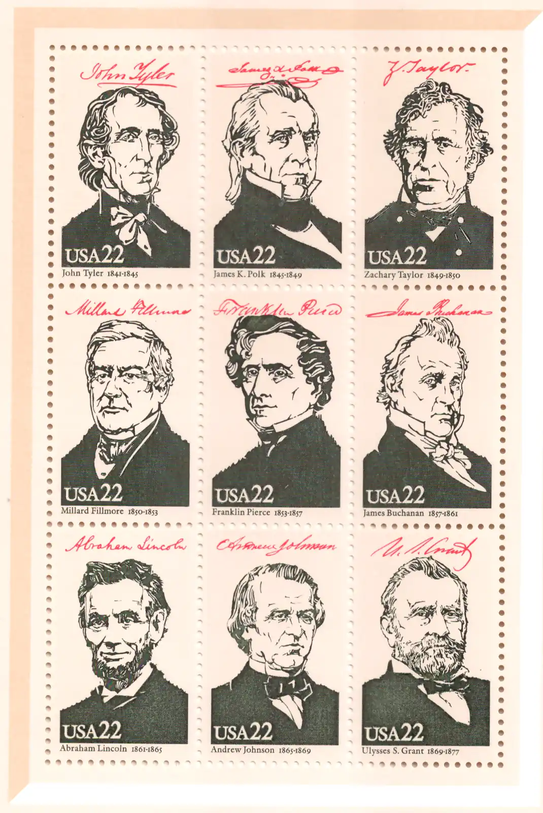 AMERIPEX '86 Presidents II – Souvenir Sheet of 9
