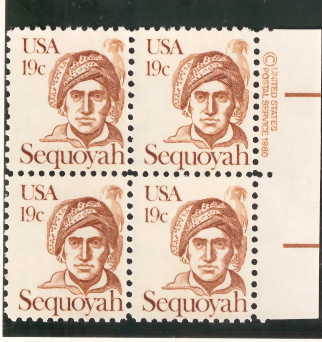 Sequoyah – copyright margin block of 4