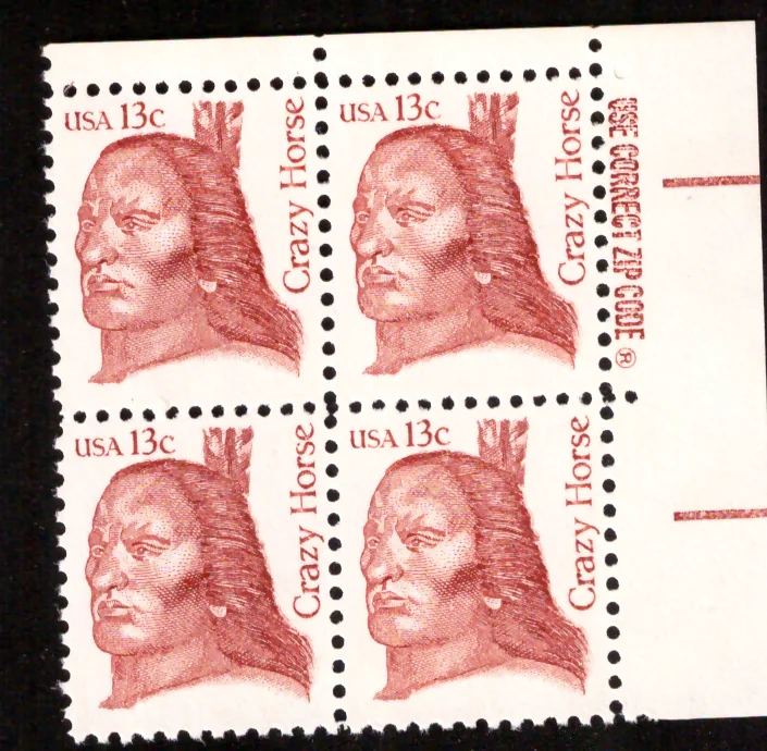 Crazy Horse Block von vier — ZIP Code selvage