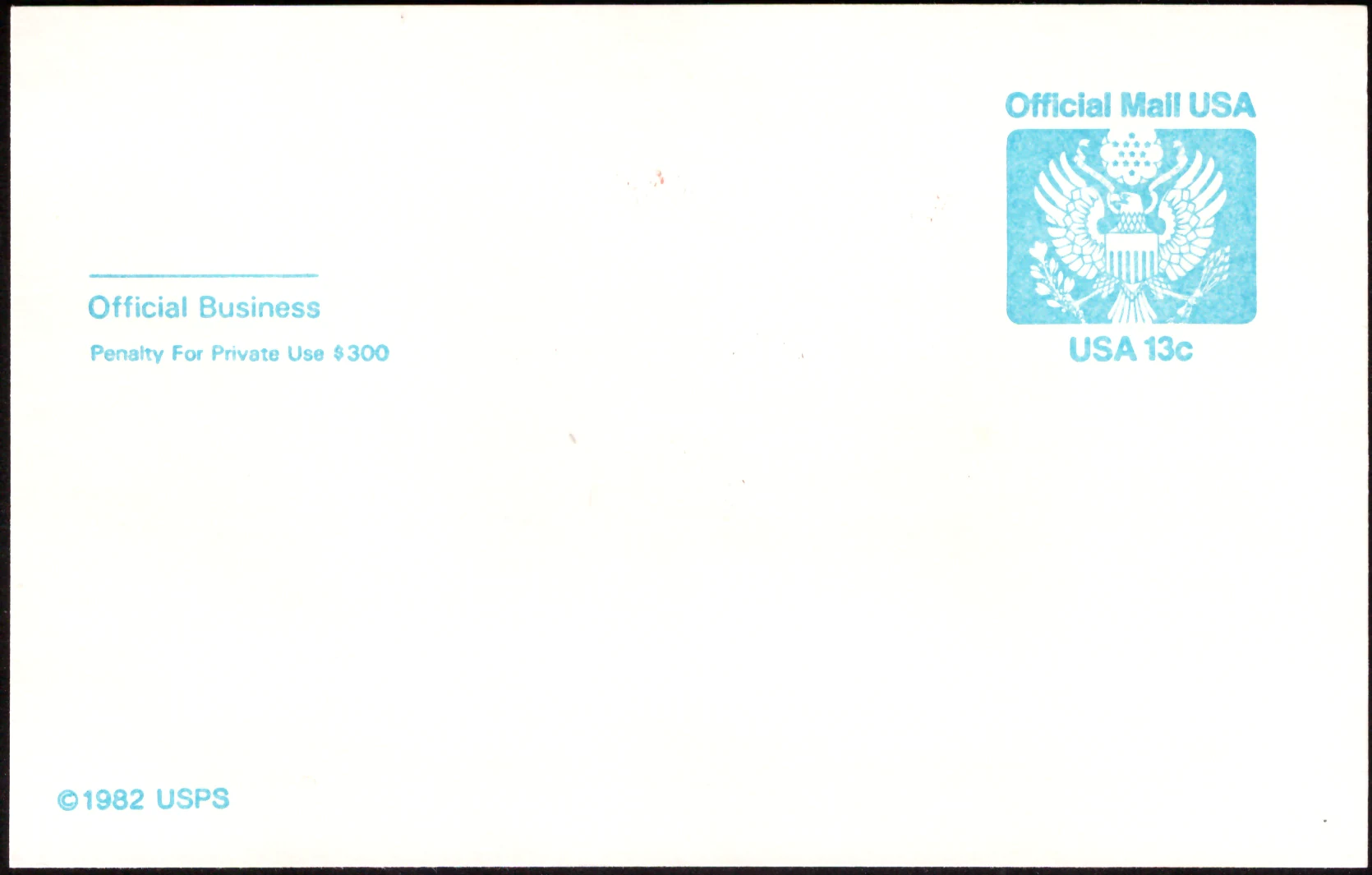 Official Mail USA postal card