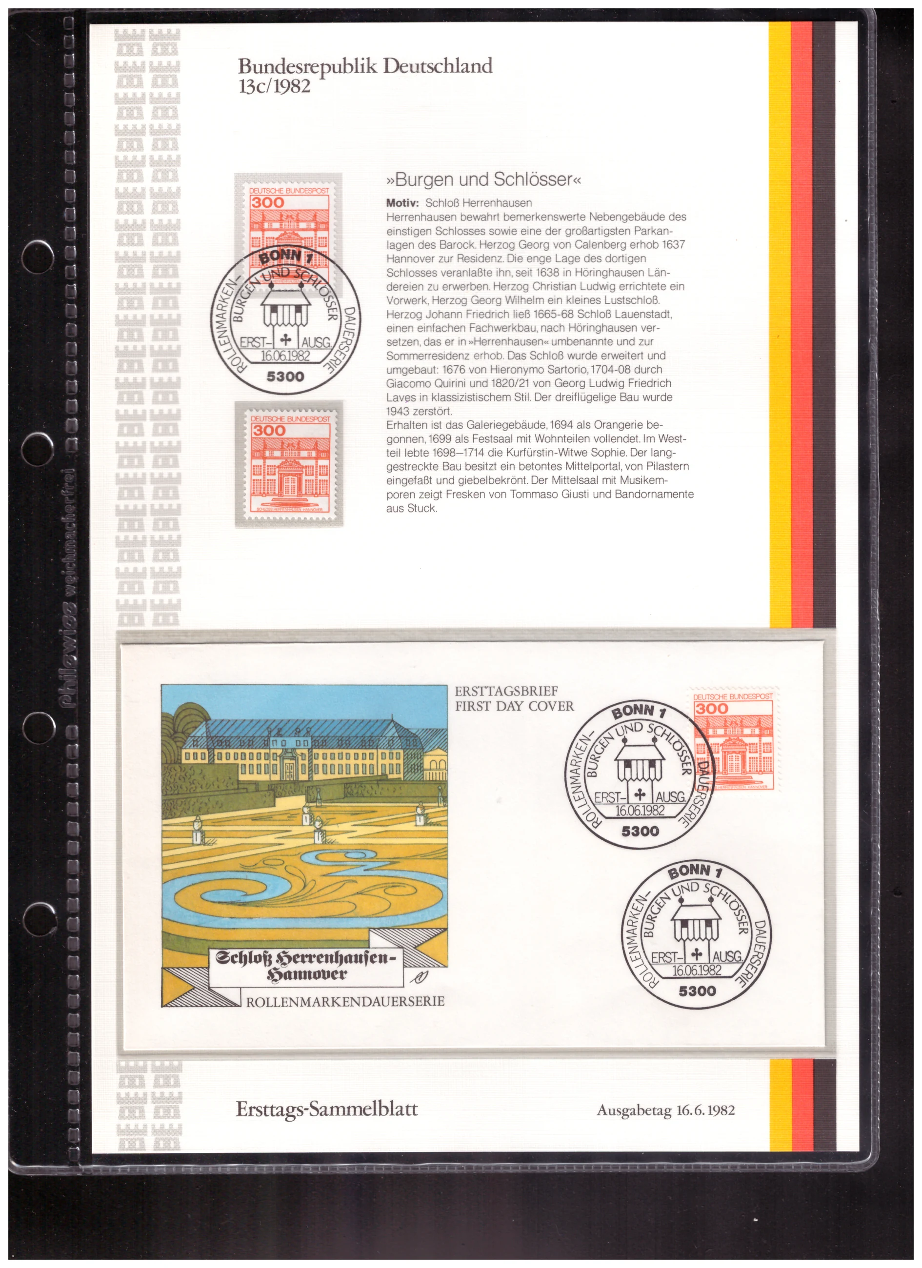 Ersttags-Sammelblatt 13c/1982 – Castles and palaces