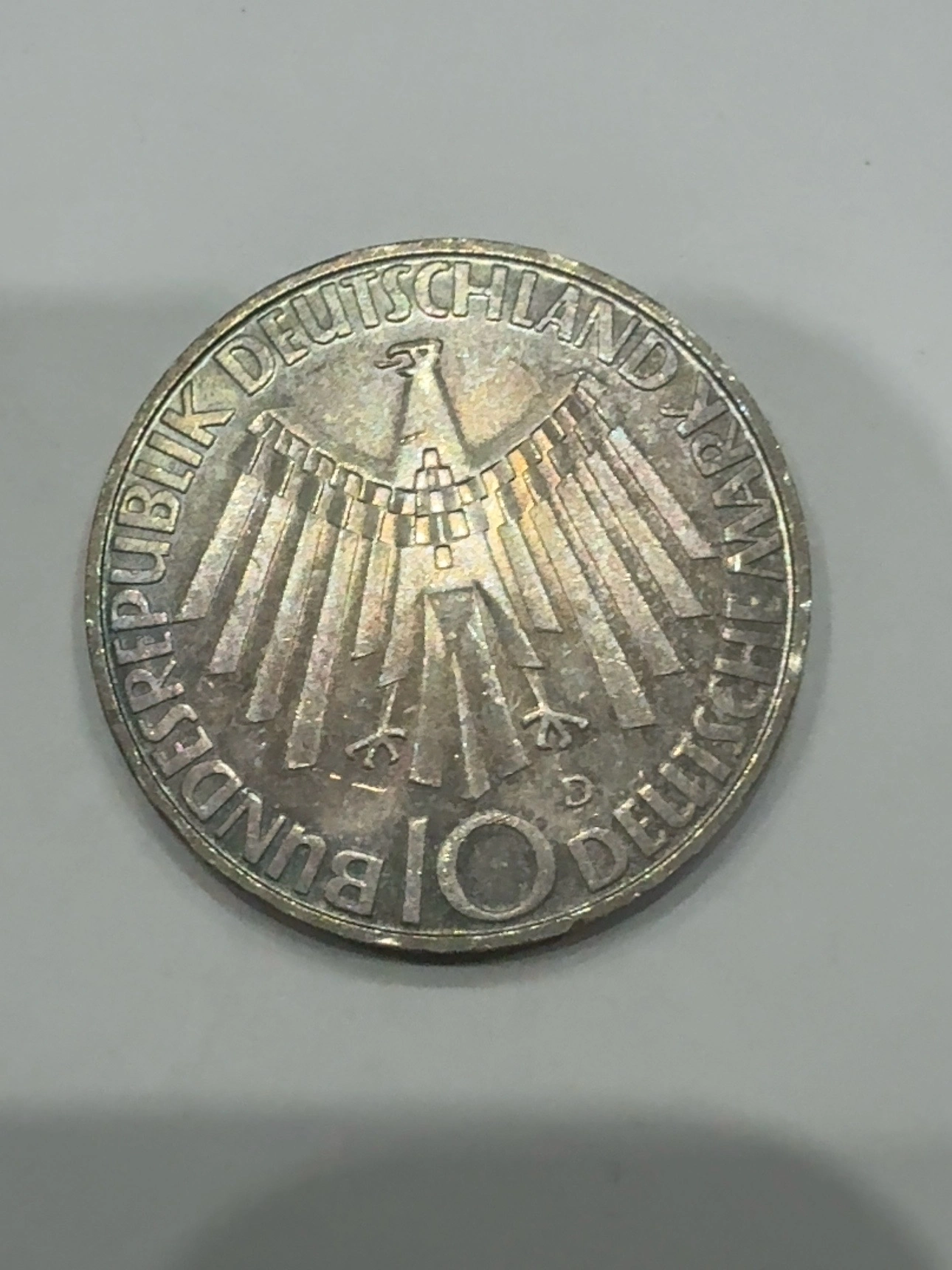 10 Deutsche Mark – XX Olympische Spiele München 1972 „Strahlenspirale – IN MÜNCHEN“